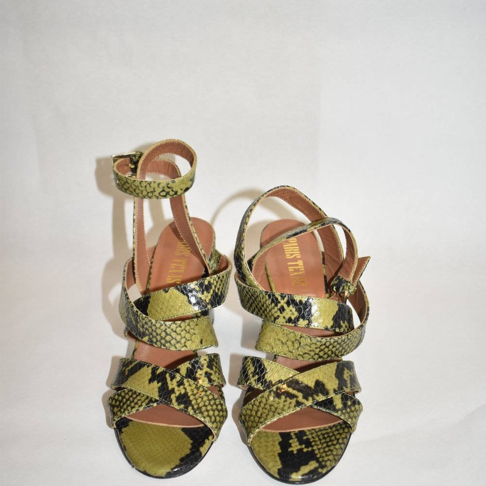 Paris Texas Python Embossed Ankle Strap Sandal Bl… - image 3